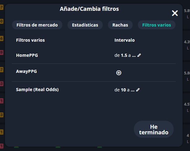 como añadir filtros varios en el cupón prepartido en betpractice