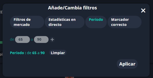 como aplicar filtros de tiempo en el cupon en directo