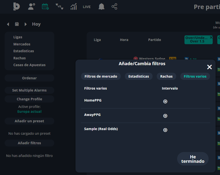 filtros varios prepratido